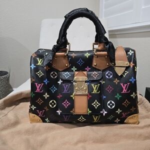 Authentic LOUIS VUITTON Monogram Multicolor Speedy 30 NOIR